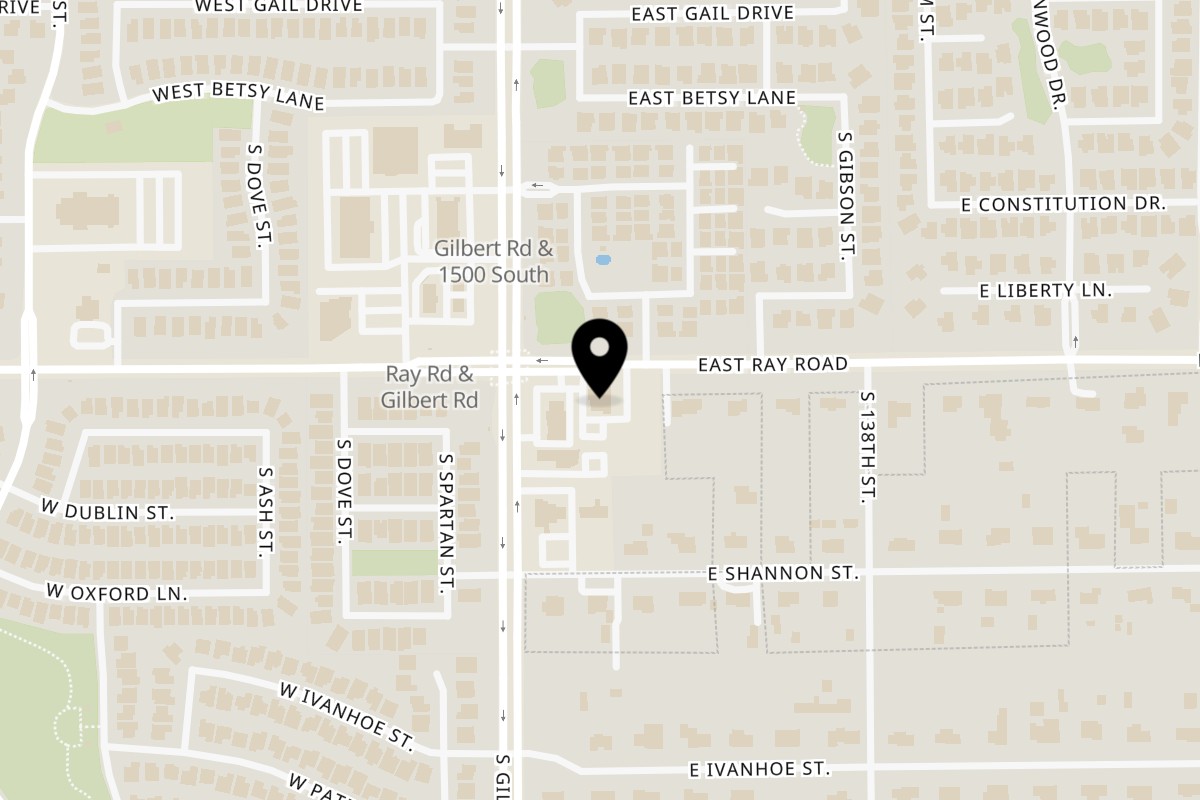 Map showing the location of Tap N Tikka on 25 East Ray Road in Gilbert